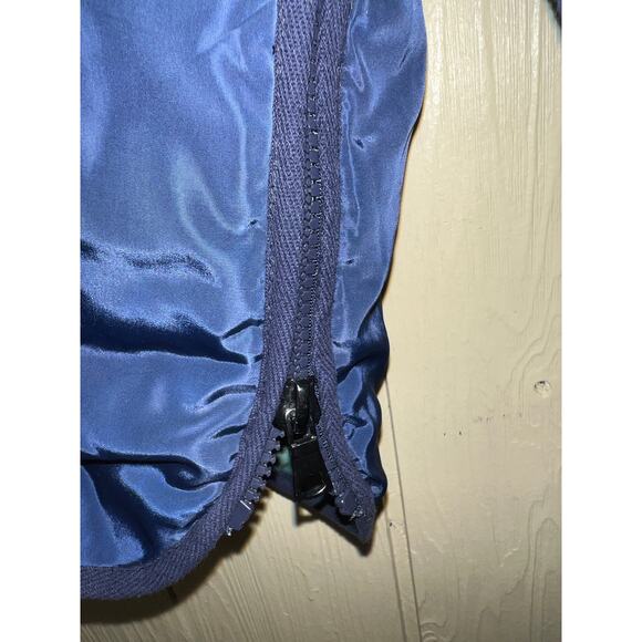 2X Logo Puffer Coat Quilted Jacket Lori Goldstein Navy Blue Midi Zip Front Lined - Picture 10 of 16